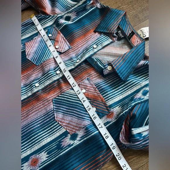 NWT Cruel denim Aztec pearl snap Western‎ Shirt women’s size small - Picture 6 of 12